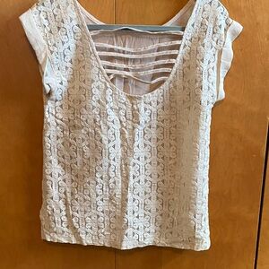 Women's Beige Lace & strappy back Scoop Neck Top